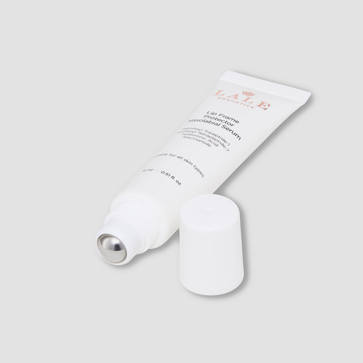 Lip Frame Protector Nasolabial Serum with its rollerball open
